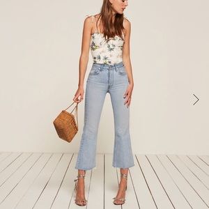 Reformation Mid Rise Crop Flare light wash